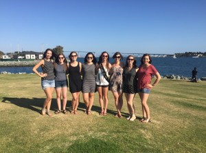 The bridesmaids & bride taking a stroll!