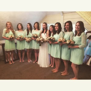 All the bridesmaids with the beautiful bride!